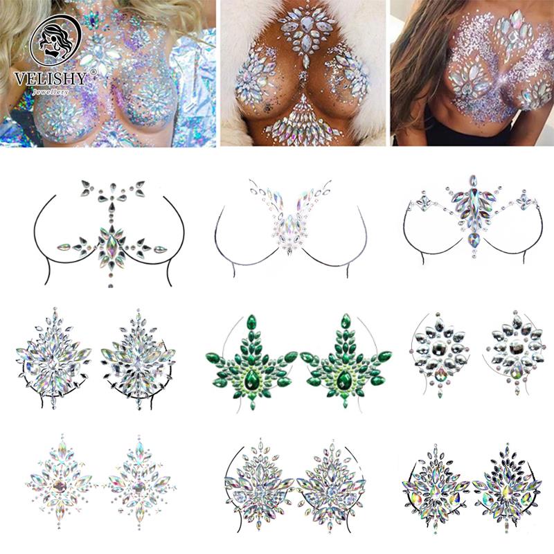 Acrylic Colorful Crystal Breas - Strapless Bra Adhesive ulasan dan harga